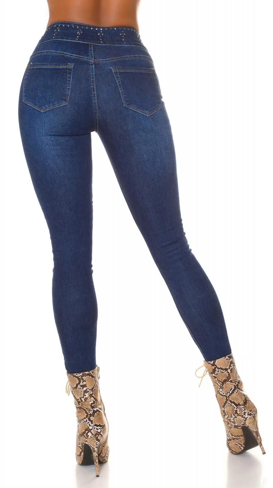 Jeans azules de cintura alta de moda