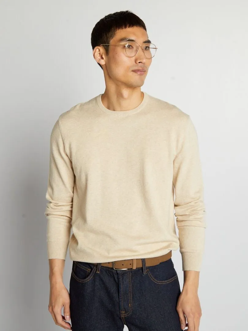 JERSEY CON CUELLO REDONDO  BEIGE
