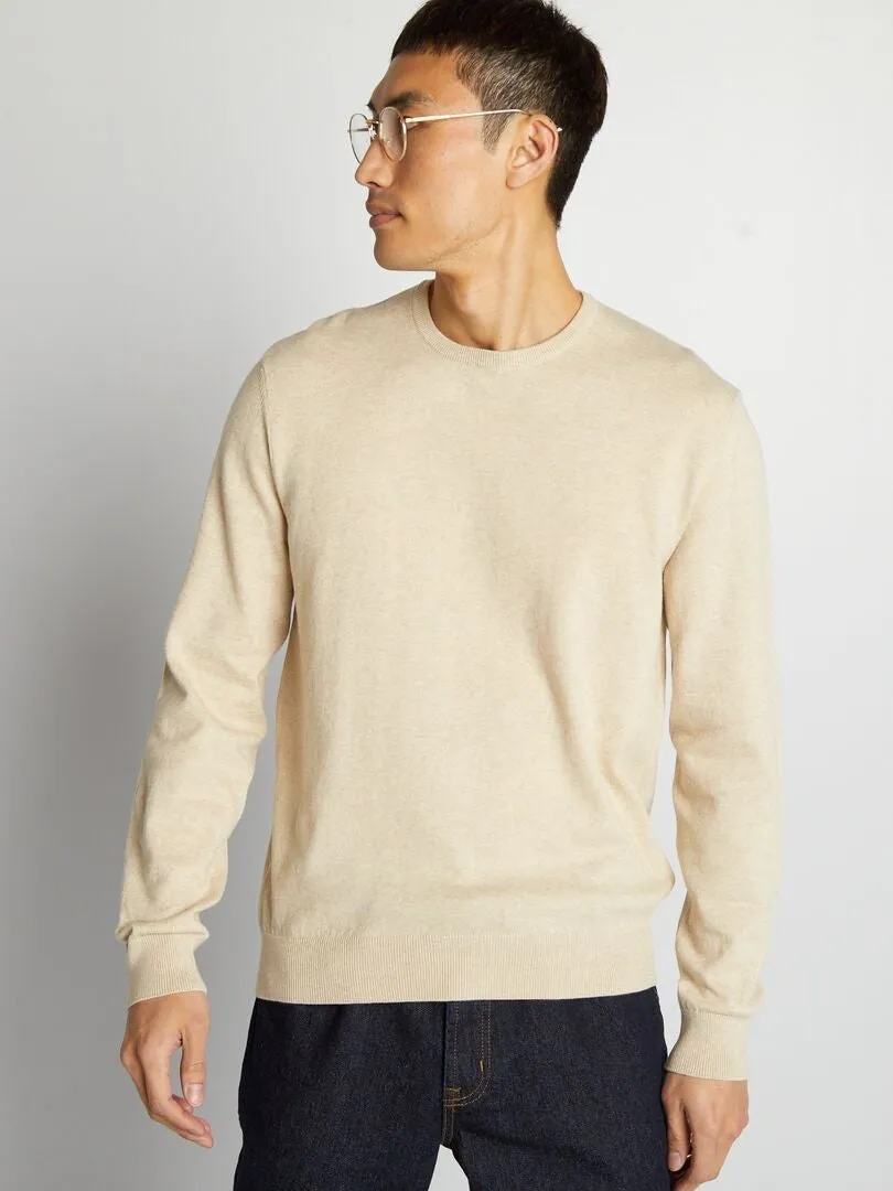 JERSEY CON CUELLO REDONDO  BEIGE