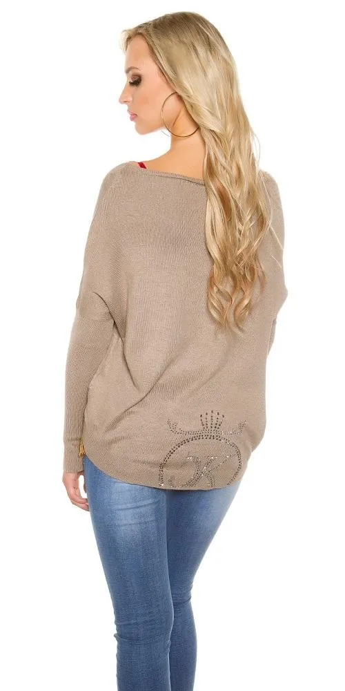 Jersey de moda con encaje y pedrería