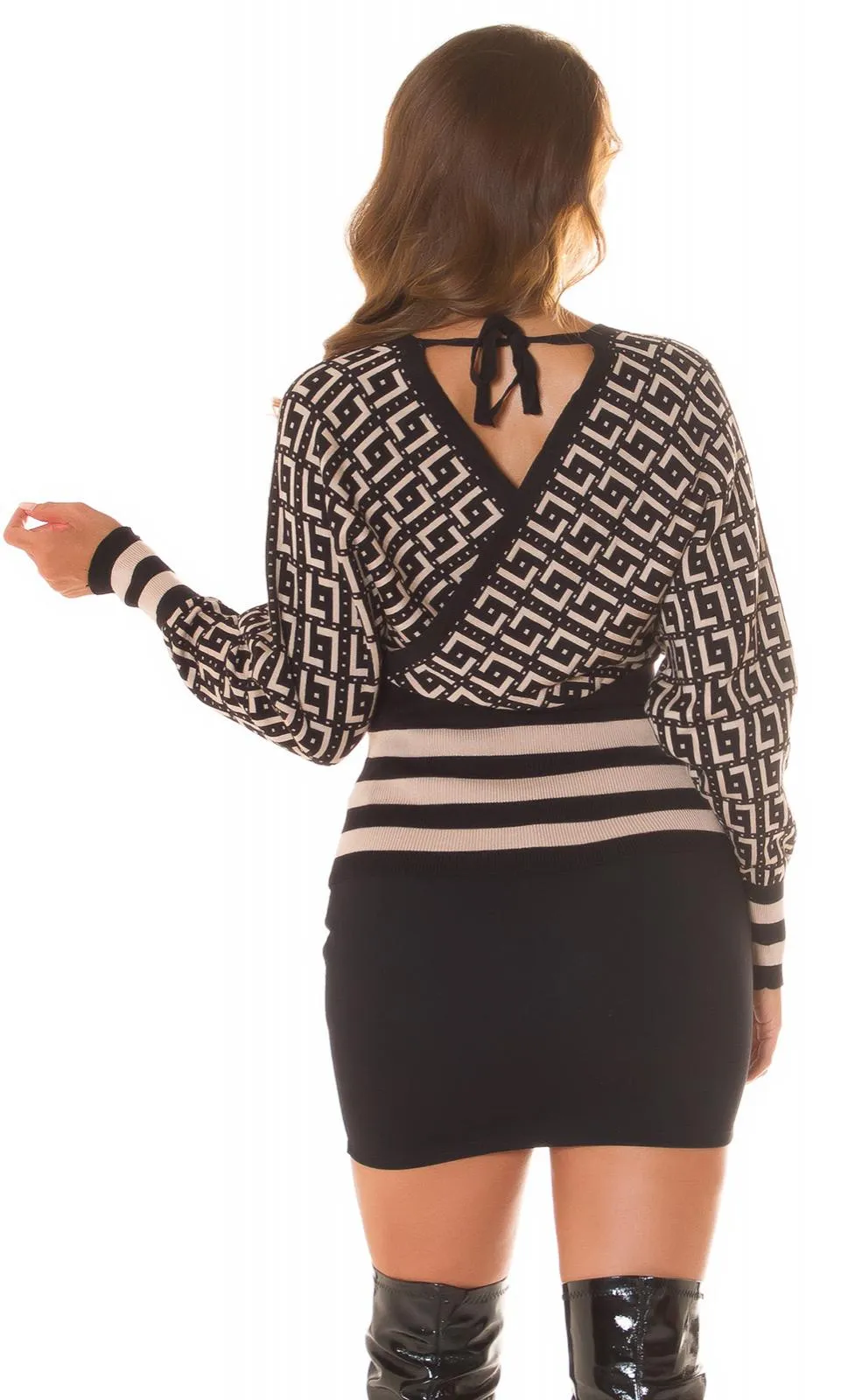 Jersey de punto con cuello en V negro