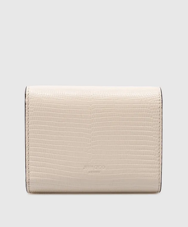 Jimmy Choo MARINDA beige leather wallet with lizard skin embossing