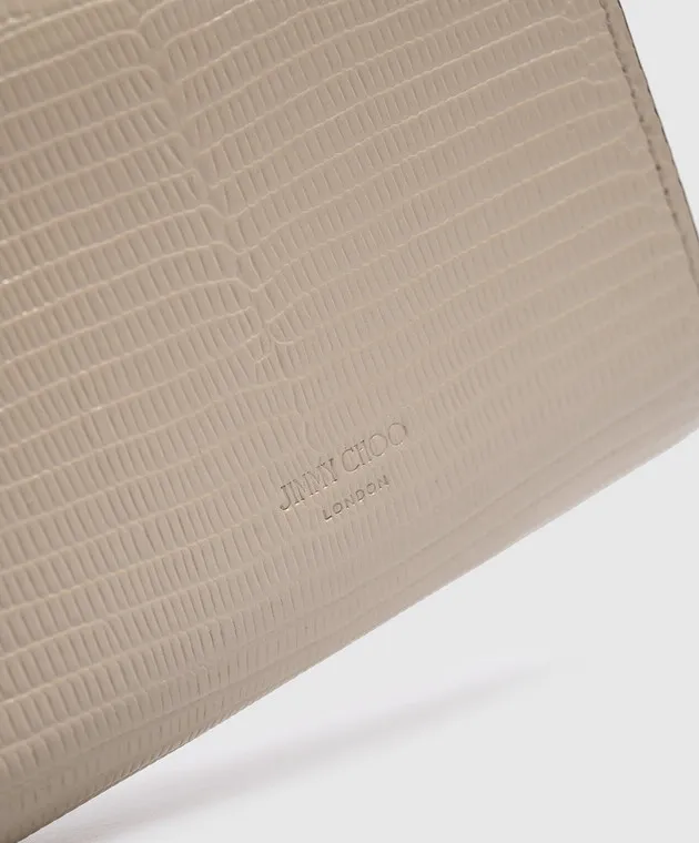 Jimmy Choo MARINDA beige leather wallet with lizard skin embossing