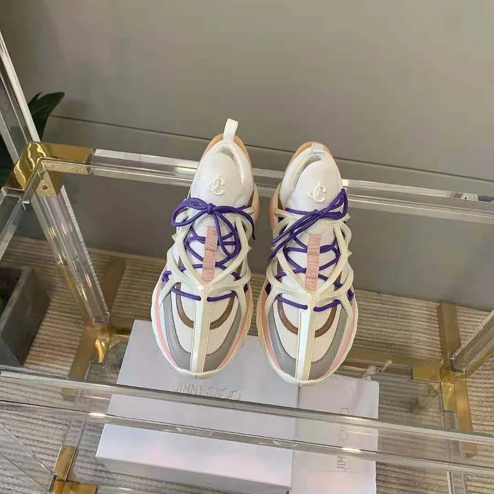 Jimmy Choo Zapatillas Bajas Mujer Cosmos/F Blanco y Rosa Ballet de Piel y Neopreno