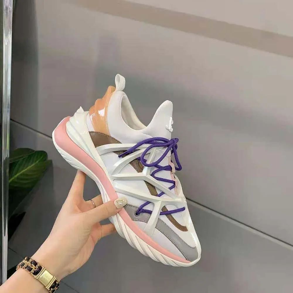 Jimmy Choo Zapatillas Bajas Mujer Cosmos/F Blanco y Rosa Ballet de Piel y Neopreno
