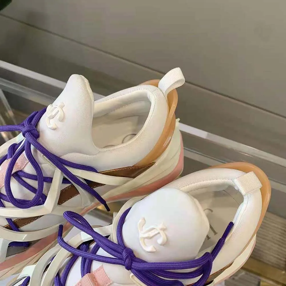 Jimmy Choo Zapatillas Bajas Mujer Cosmos/F Blanco y Rosa Ballet de Piel y Neopreno