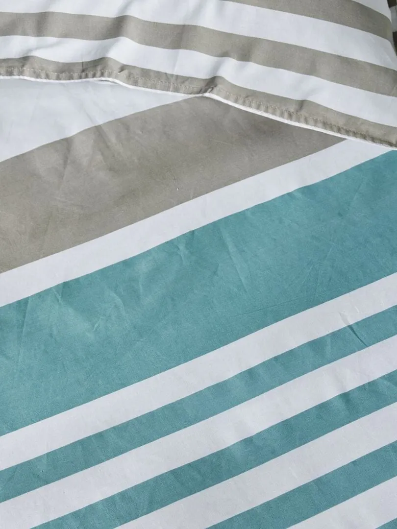 JUEGO DE CAMA CON RAYAS  DOBLE  AZUL