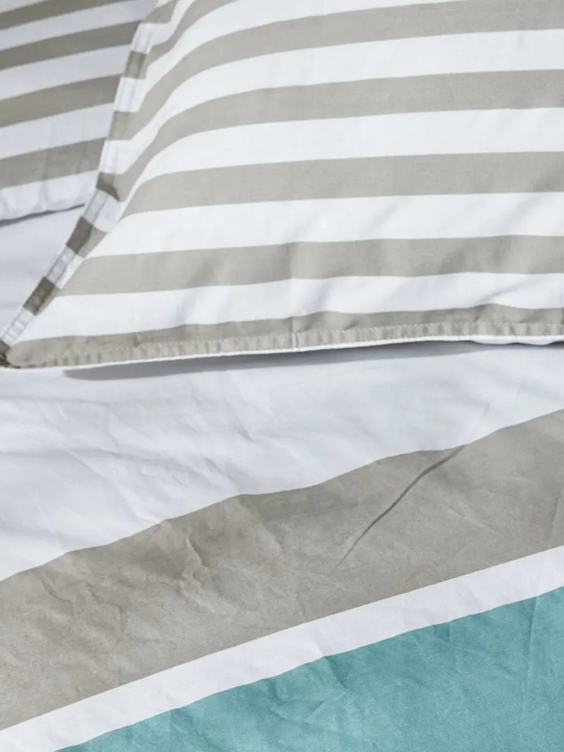 JUEGO DE CAMA CON RAYAS  DOBLE  AZUL