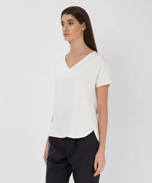 KITON SILK VNECK BLOUSE