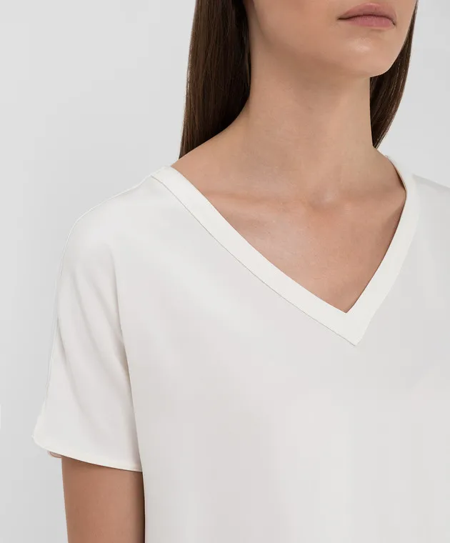 KITON SILK VNECK BLOUSE