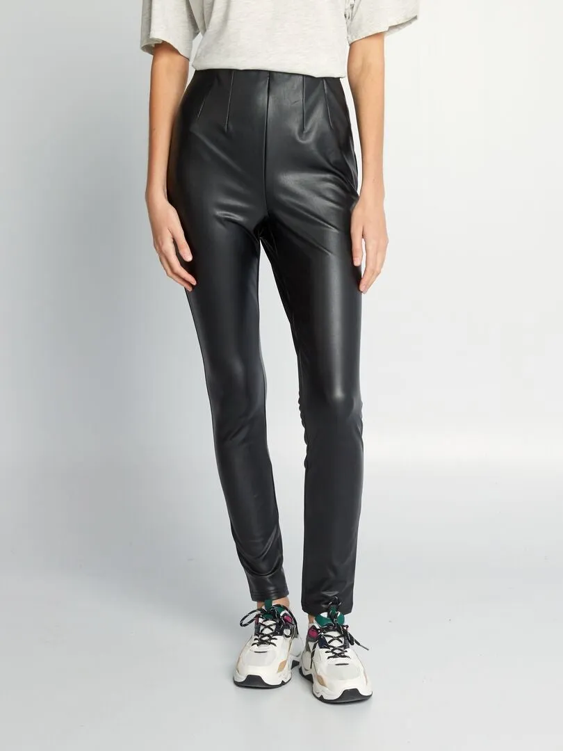 LEGGING DE MATERIAL SINTéTICO TIRO ALTO  NEGRO