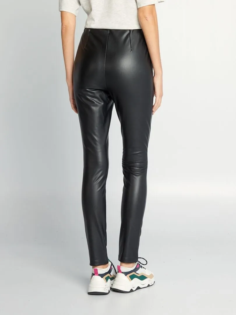 LEGGING DE MATERIAL SINTéTICO TIRO ALTO  NEGRO