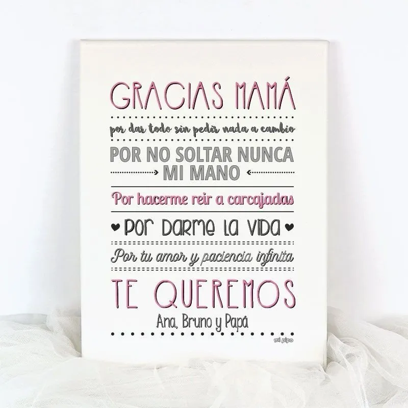 Lienzo personalizado Gracias Mamá