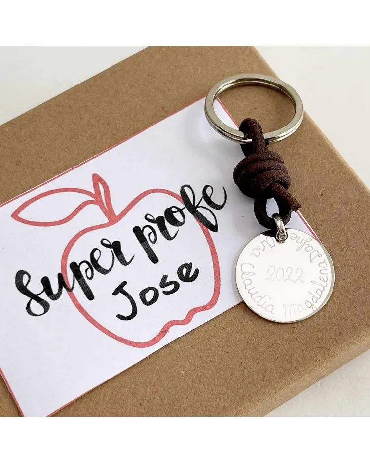 Llavero de plata personalizado para profe