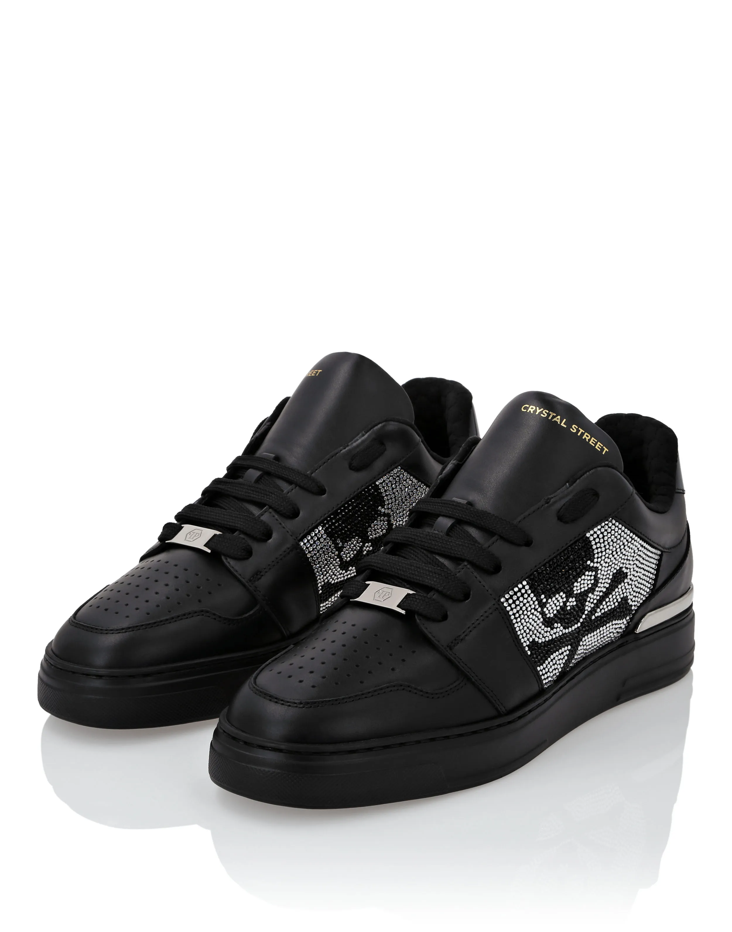 LOTOP CRYSTAL LEATHER SNEAKERS SKULL&BONES