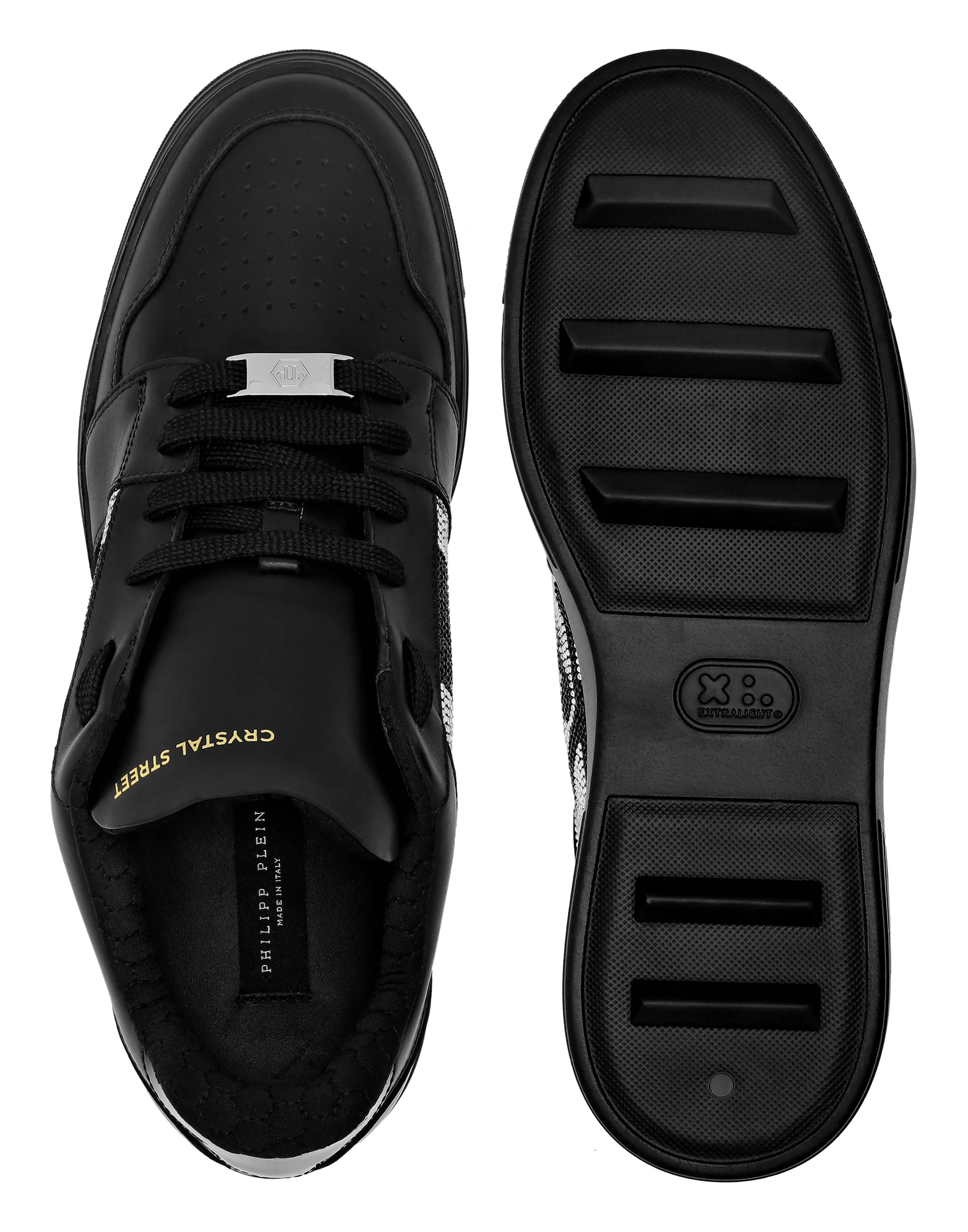 LOTOP CRYSTAL LEATHER SNEAKERS SKULL&BONES