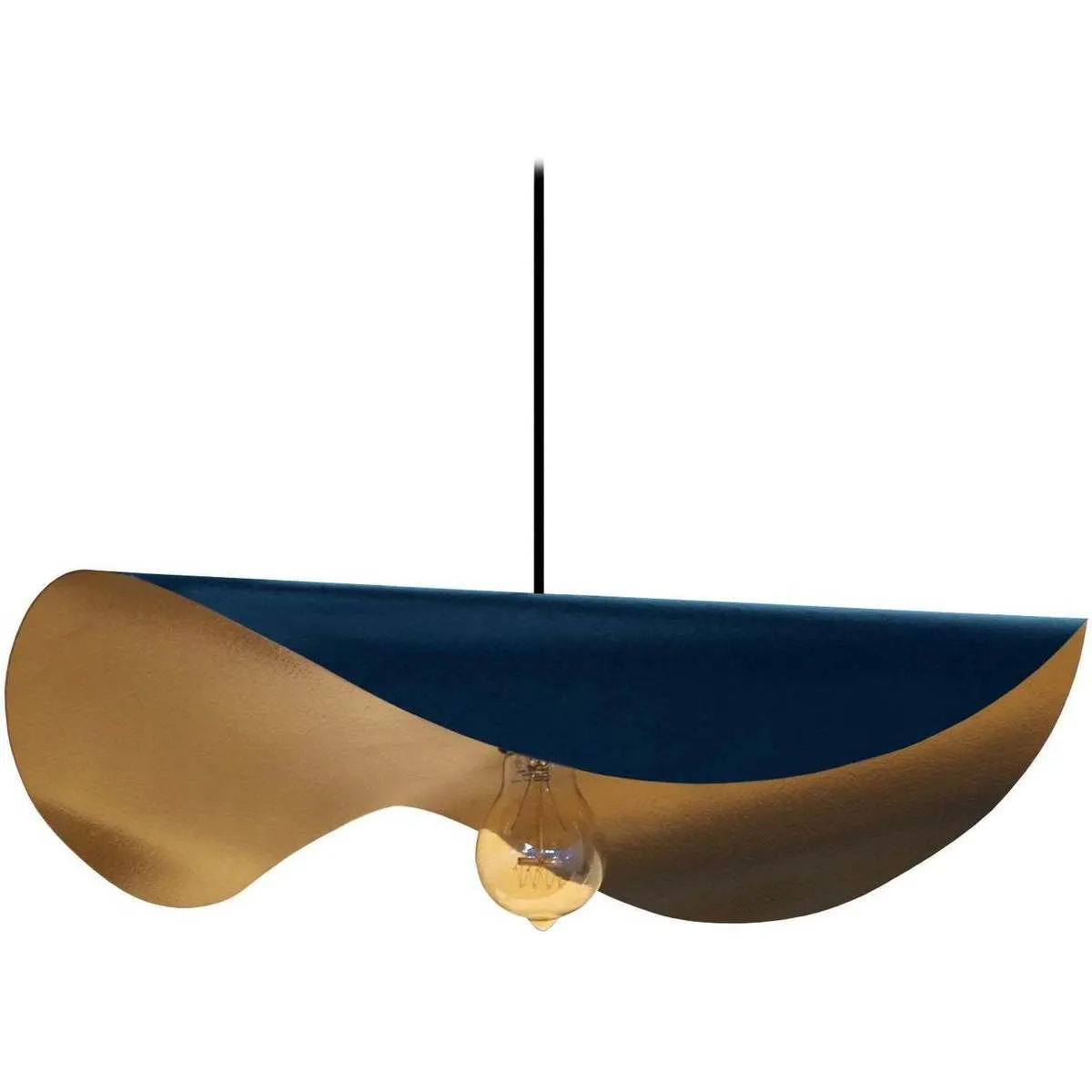 Lámpara colgante redondo metal azul y oro