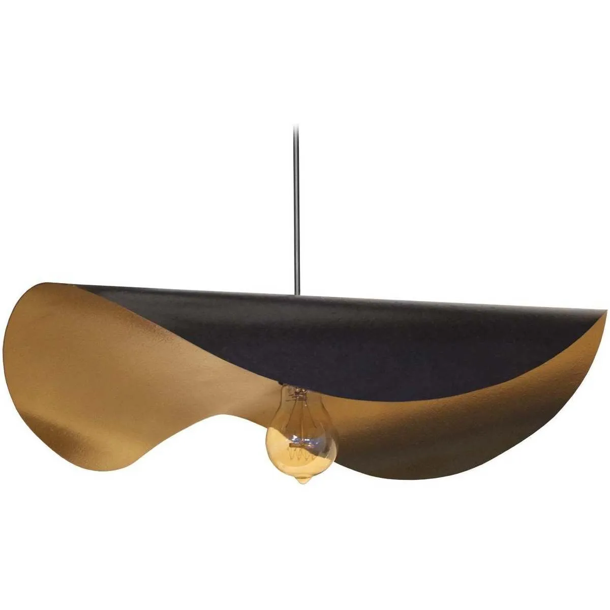 Lámpara colgante redondo metal negro y oro
