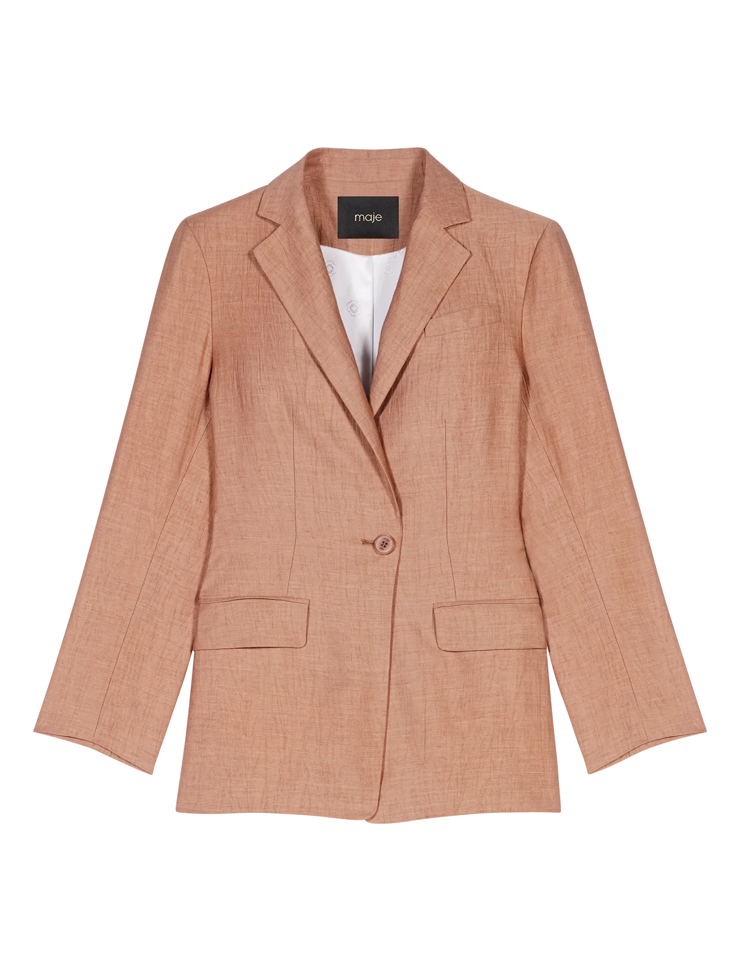 MAJE Chaqueta sastre de mezcla de lino en marron