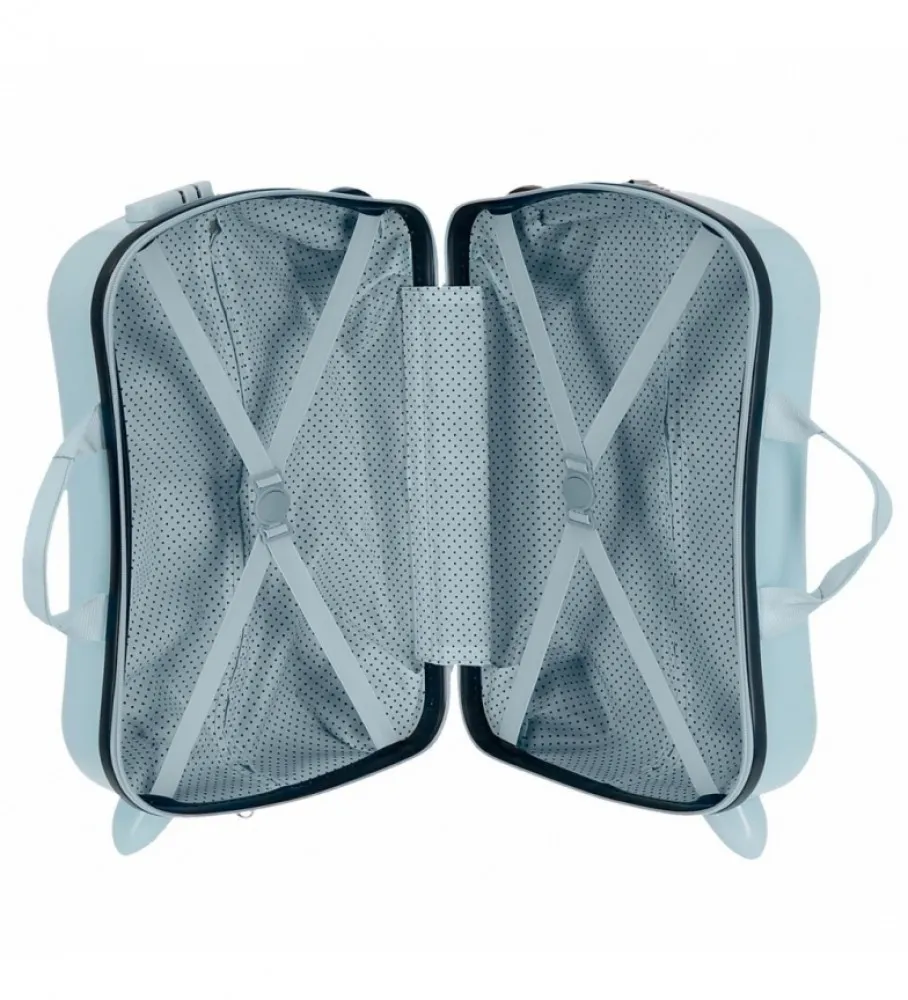 MALETA INFANTIL 2 RUEDAS MULTIDIRECCIONALES HAPPY HELPERS AZUL CLARO 38X50X20CM