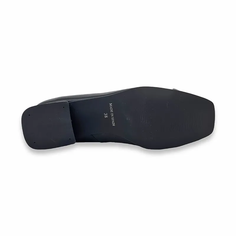 Manoletinas Tacón Bajo Mujer Piel Puntera Charol 14083 Negro, de Casual