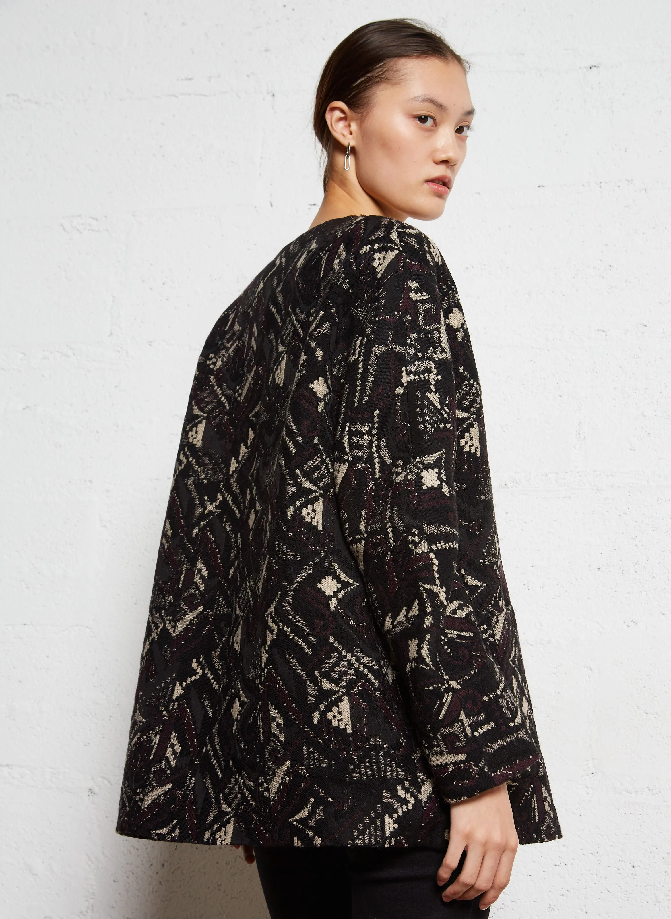 MARILYN  CHAQUETA OVERSIZE DE JACQUARD ESTAMPADO EN NEGRO