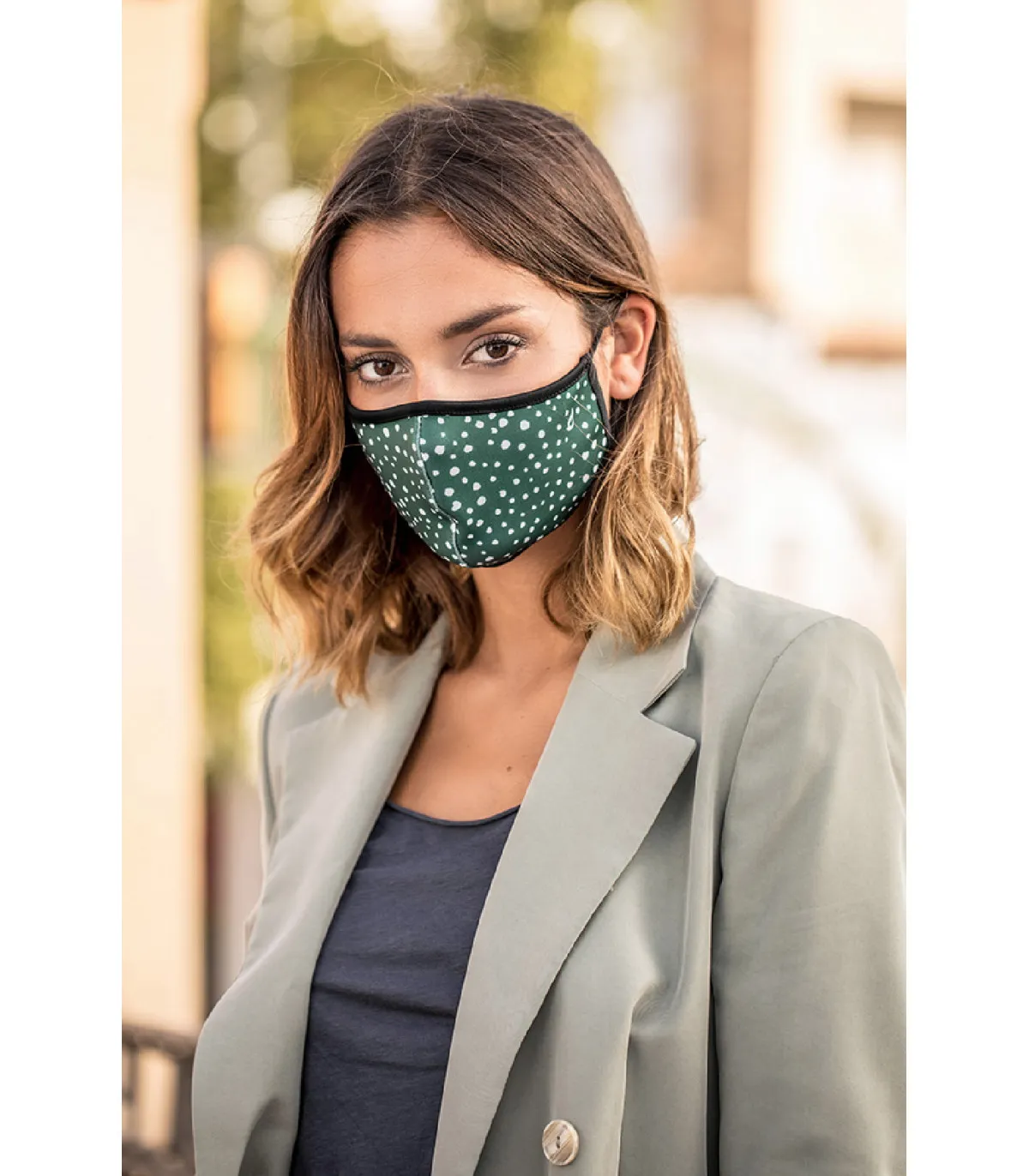 MASCARILLA ABBACINO ADULTO TOPOS VERDE  9027190