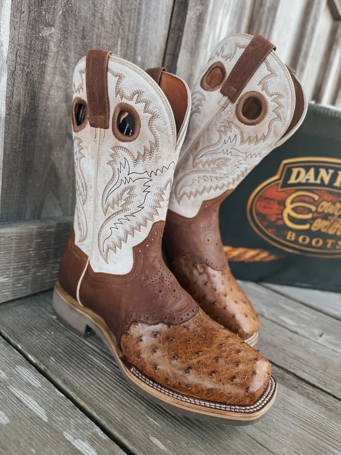 MEN'S DAN POST MARTEL OSTRICH SQUARE TOE COWBOY BOOTS