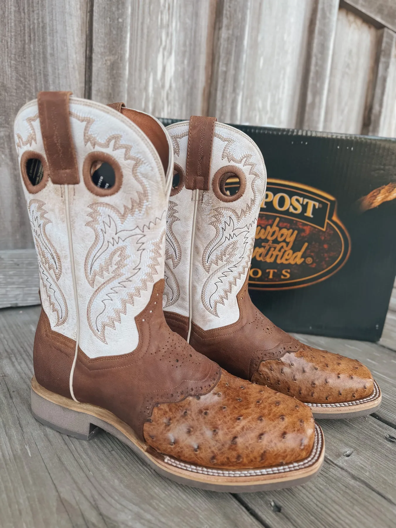 MEN'S DAN POST MARTEL OSTRICH SQUARE TOE COWBOY BOOTS