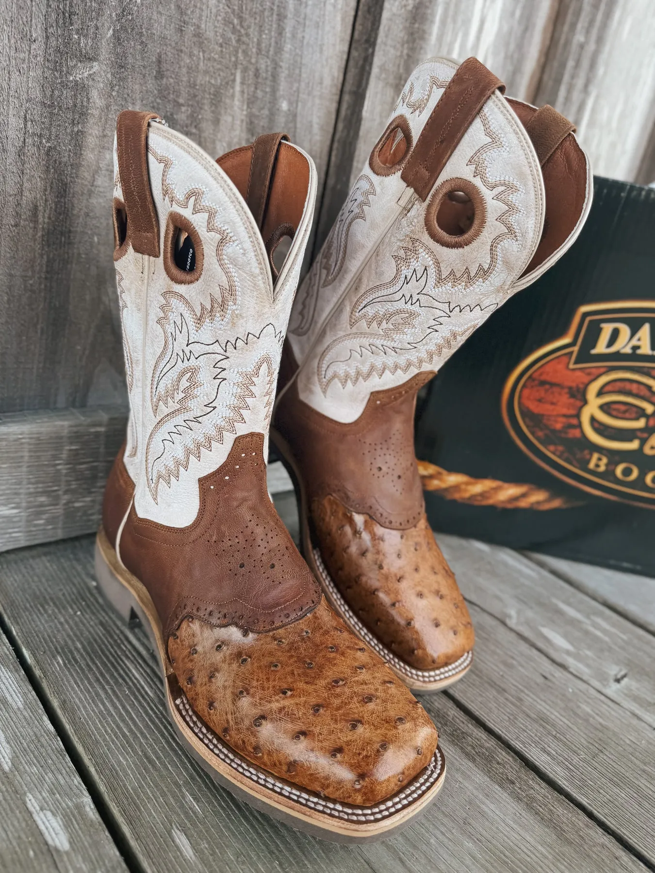 MEN'S DAN POST MARTEL OSTRICH SQUARE TOE COWBOY BOOTS