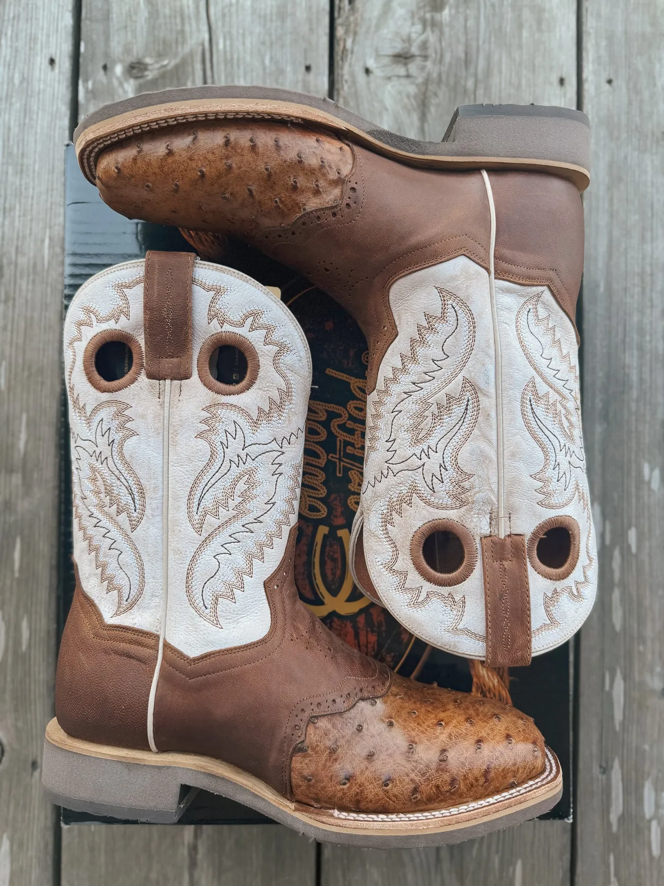 MEN'S DAN POST MARTEL OSTRICH SQUARE TOE COWBOY BOOTS