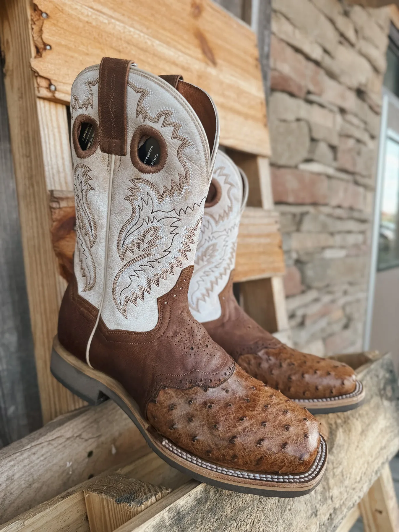 MEN'S DAN POST MARTEL OSTRICH SQUARE TOE COWBOY BOOTS