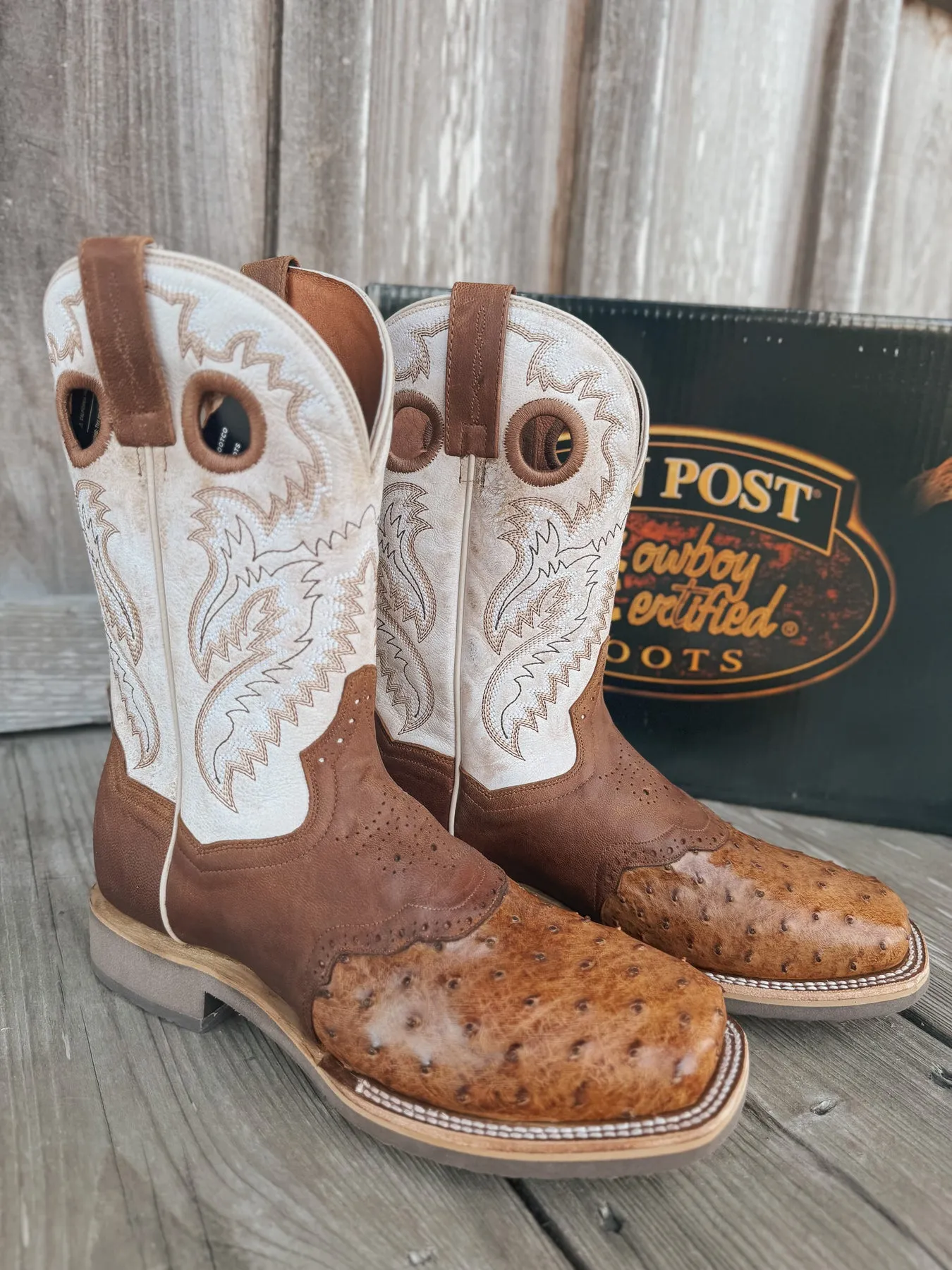 MEN'S DAN POST MARTEL OSTRICH SQUARE TOE COWBOY BOOTS