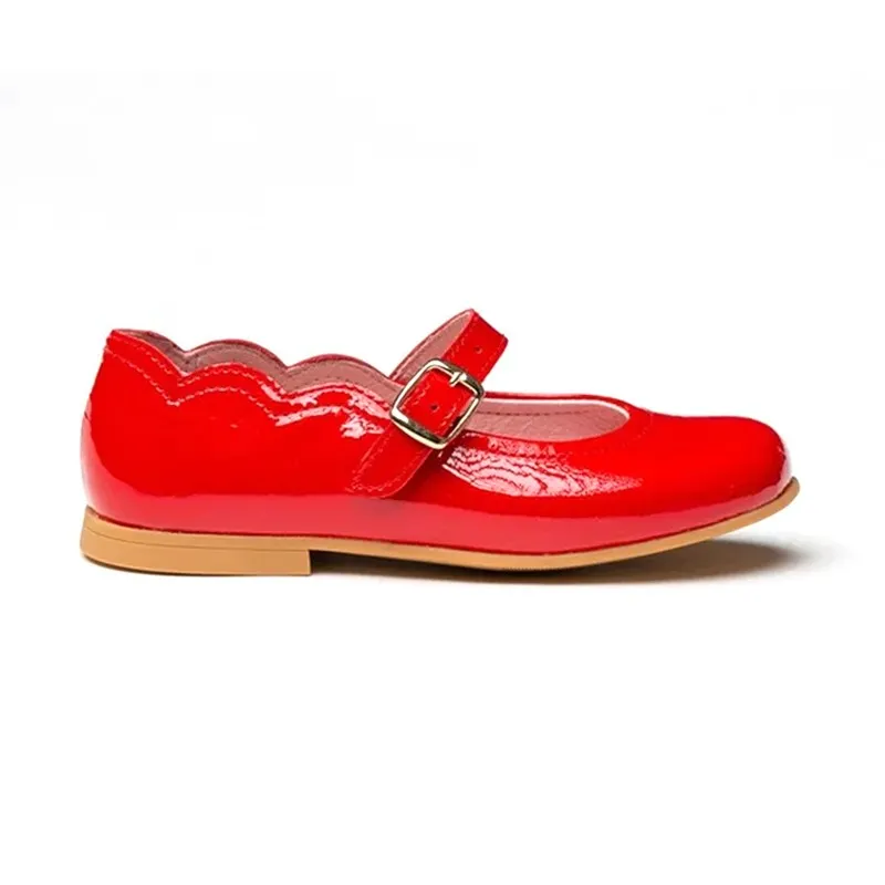 Merceditas Niña Piel Charol Hebilla 1100 Rojo, de Angelitos