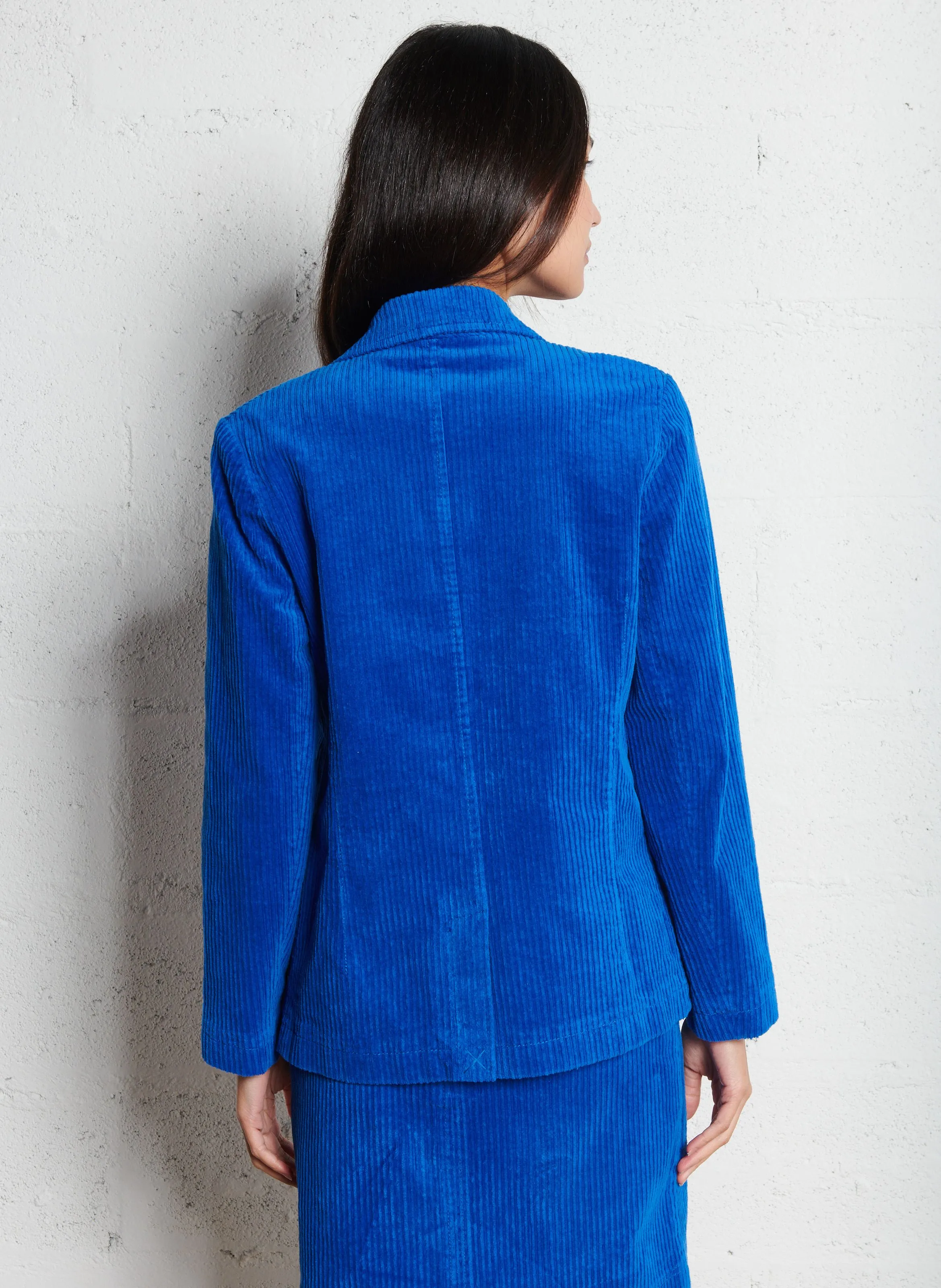 MIGY  CHAQUETA DE CORTE RECTO EN PANA EN AZUL