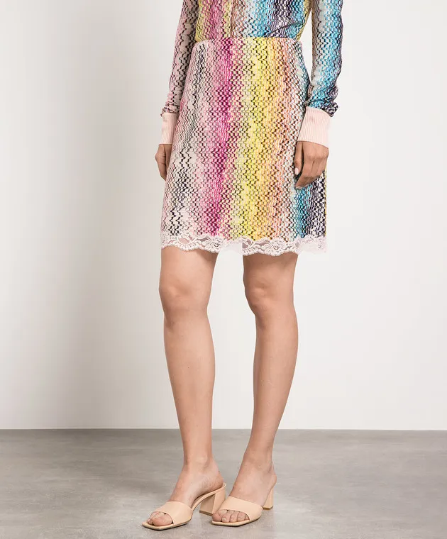 Missoni Mini skirt in a geometric print with lace