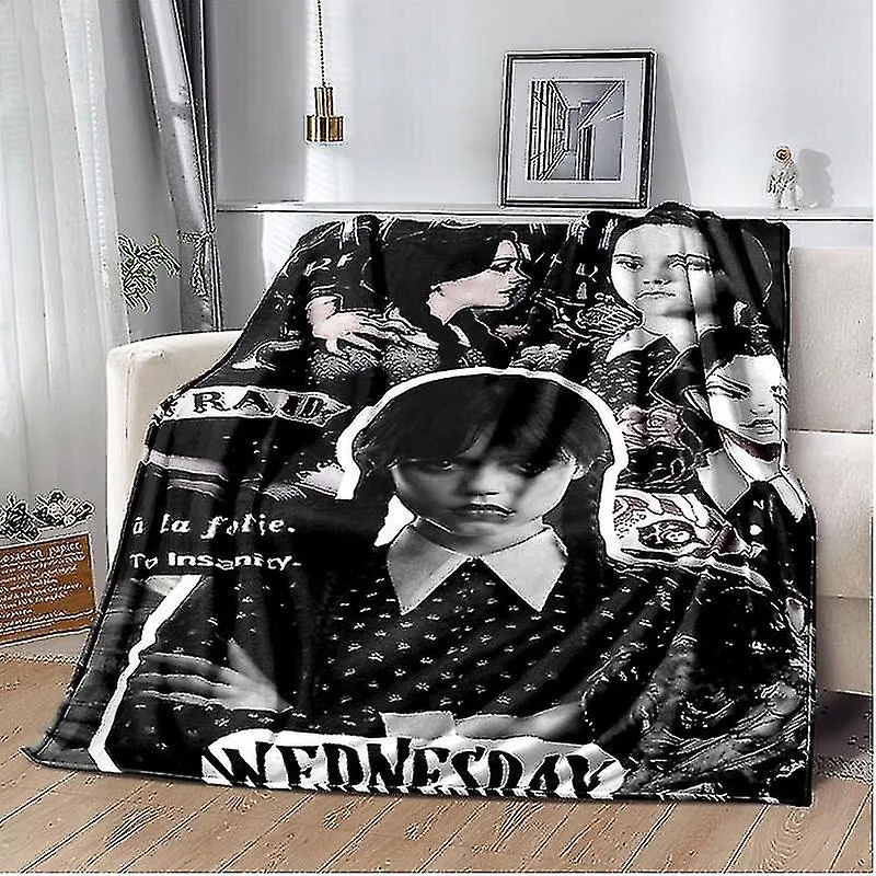Miércoles Addams Familia Manta de Halloween Ligero Cómodo Suave Transpirable Ultra Cálido Manta Ropa de cama Viaje