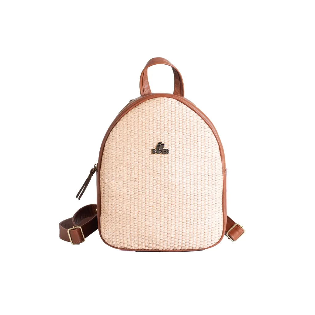 MOCHILA 9076 DE RAFIA CON TIRAS MARRON SUELA