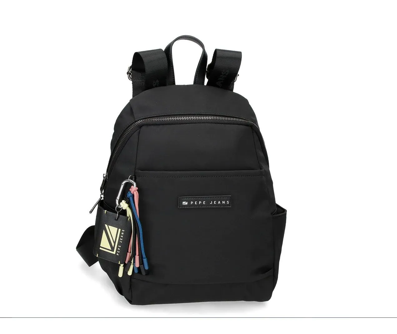 Mochila de mujer Pepe Jeans Tessa en negro con bolsillos laterales