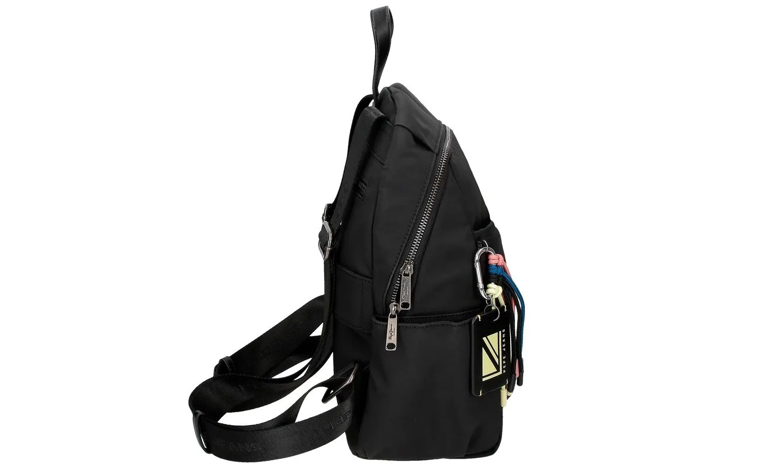 Mochila de mujer Pepe Jeans Tessa en negro con bolsillos laterales