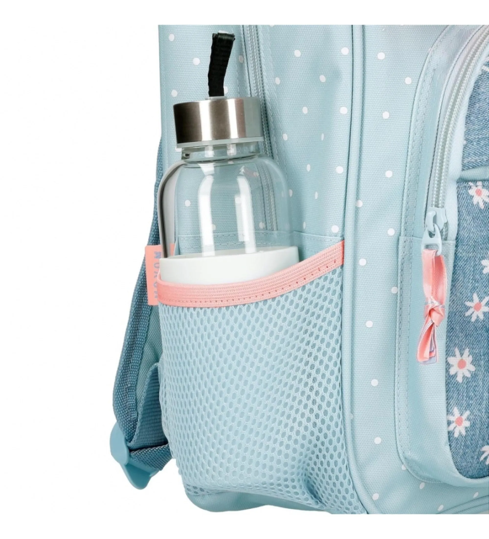 Mochila escolar Movom Live your dreams dos compartimentos con carro azul turquesa