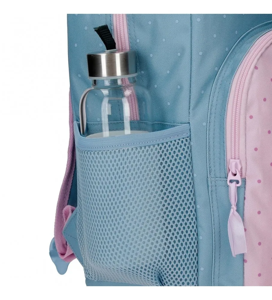 Mochila Escolar Roll Road Peace Dos Compartimentos con carro azul, rosa