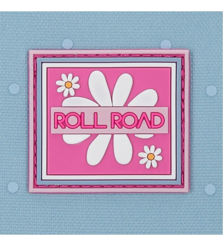 Mochila Escolar Roll Road Peace Dos Compartimentos con carro azul, rosa