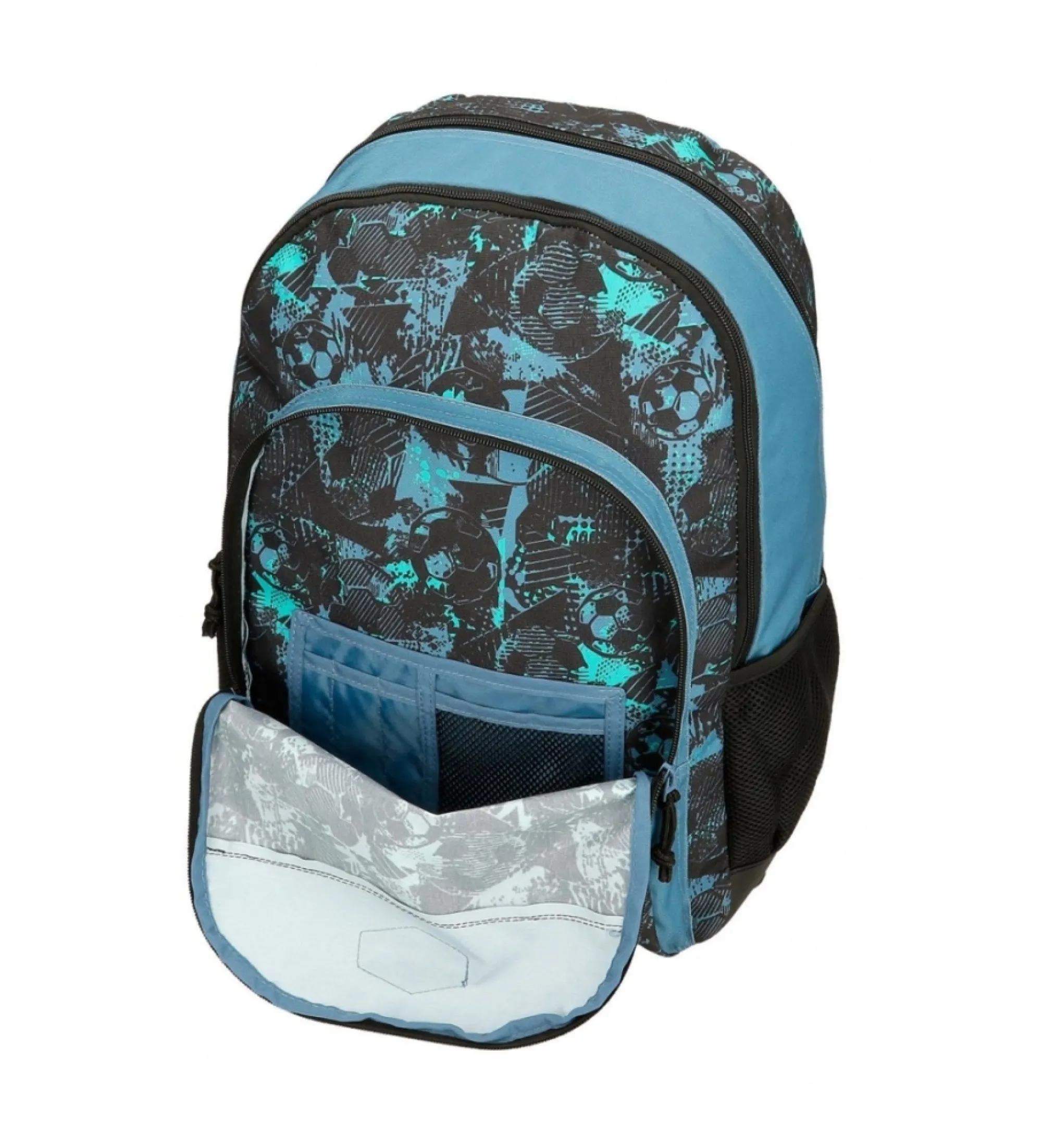 Mochila escolar Roll Road  Soccer dos compartimentos negro