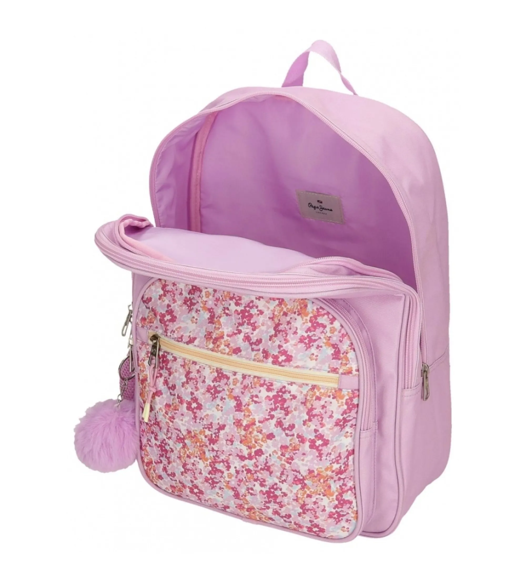 Mochila escolar Sandra dos compartimentos 40 cm rosa
