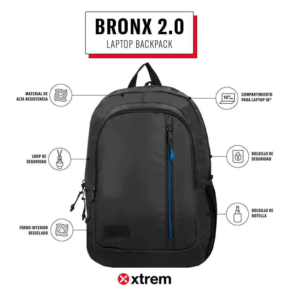 Mochila Notebook Xtrem Bronx 2.0 5XT Negro/Azul 16"