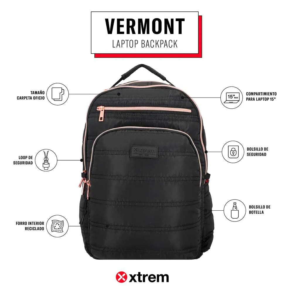 Mochila Notebook Xtrem Vermont 5XT Negro/Rose Gold 15"