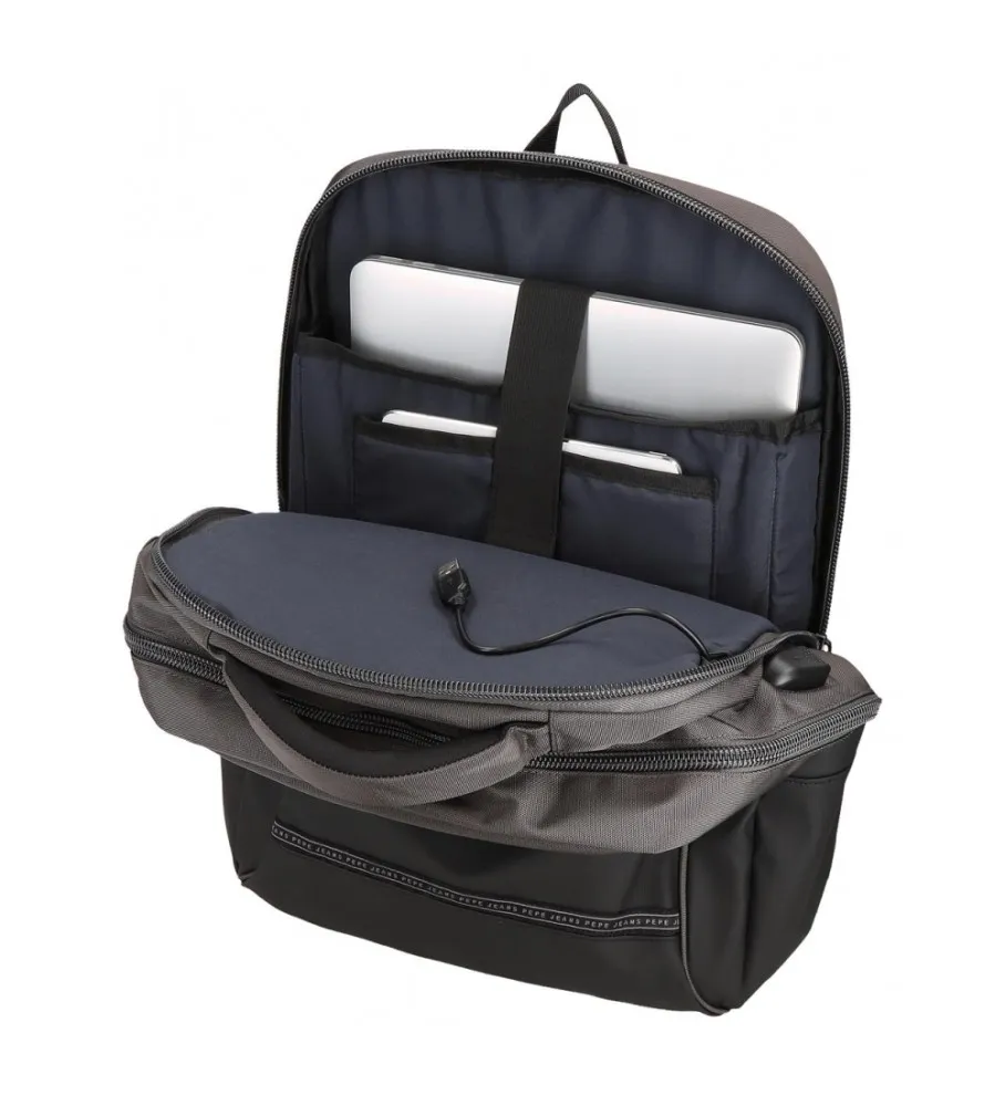 Mochila Pepe Jeans Stratford 44 cm adaptable dos compartimentos gris