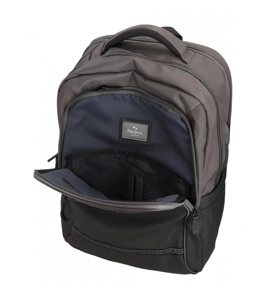 Mochila Pepe Jeans Stratford 44 cm adaptable dos compartimentos gris