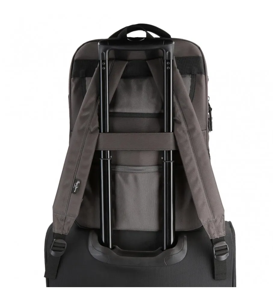 Mochila Pepe Jeans Stratford 44 cm adaptable dos compartimentos gris